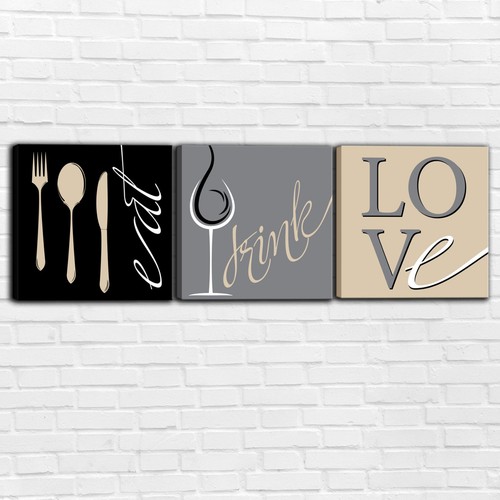 Quadri moderni cucina set - , 3