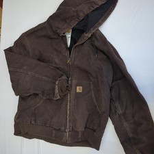 Giacca Carhartt uomo X-Large marrone tela d'anatra attiva con cappuccio abbigliamento da lavoro full zip