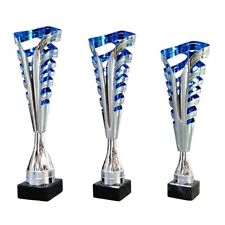 Tris coppe Trofei per premiazione 1° 2° 3° Targhetta personalizzata omaggio