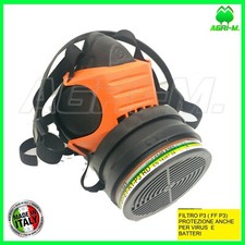 Maschera anti gas con filtro A B EK1 P3 R per polveri agricoltura vernici sekur 