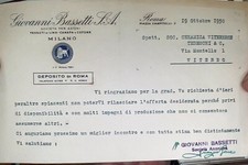 LETTERA DEL 1950 GIOVANNI BASSETTI TESSUTI LINO CANAPA COTONE ROMA MILANO-1324