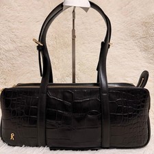 Borsa a mano Roberta di Camerino in pelle nera goffrata di coccodrillo minibosutonn Y2K