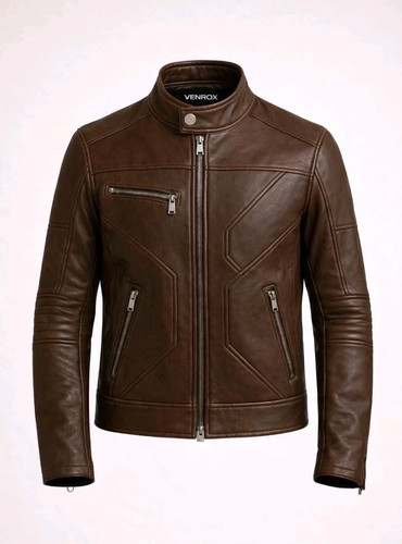Giacca moto uomo marrone racer - giacca,