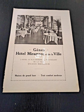 1926 GENES GENOVA HOTEL MIRAMARE ET DE LA VILLE LUSSO SATA VINTAGE AD PUBBLICITA