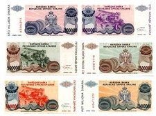 CROAZIA CROATIA -  100000 / 500000 / 5000000 Dinara 1993 P. R22 R23 R24 UNC