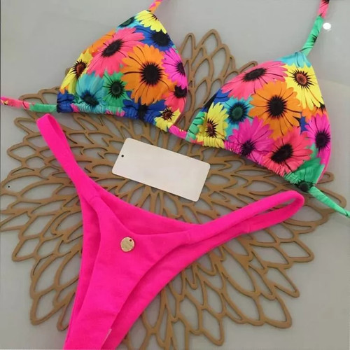 Bikini fiori fluo - bikini, con