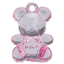 50 PZ orsetto 1,5x2 cm plastica rosa bomboniera applicazione decorazione segnapo