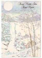 Non Viaggiata cartolina Buon Natale vintage paesaggio di montagna innevato