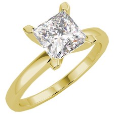 Anello di Fidanzamento 1,21 Ct Principessa VVS2/D Solitario Diamante Oro Giallo 14K