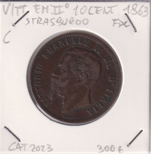 Moneta Vittorio Emanuele II 10 Cent FDC 1863 Strasburgo C Cat. Gigante 2023 300€