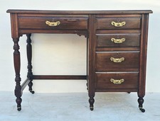 Petite antica scrivania con piedistallo in mogano, casa ufficio, scrivania vintage salvaspazio.