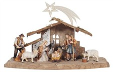 Set Statue Presepe Completo 9 Pezzi in Legno della Val Gardena Varie Dimensioni
