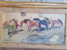 Dipinto ad olio a firma di  Ragni  - Cavalli  - Termoli - Basso Ragni  Livorno