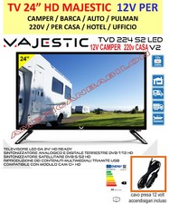 TV MAJESTIC 24" T2/S2  12V CAMPER BARCA PULMAN FURGONE 220V  CASA HOTEL UFFICIO