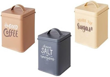 Set 3 Barattoli Di Latta – Contenitori Da Cucina per Sale, Caffè E Zucchero – De