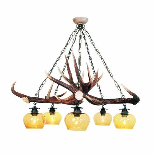 Lampadario con vere corna - , di