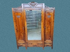 ARMADIO A 3 ANTE SPECCHIO CENTRALE IN NOCE EPOCA XX SECOLO LIBERTY RESTAURATO