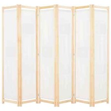 VidaXL Divisorio a 6 Pannelli 240x170x4 cm in Tessuto Crema
