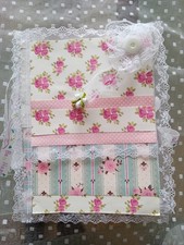 Giornale spazzatura "Rose", diario fatto a mano, romantico, pezzo unico, pizzo, fiocchi