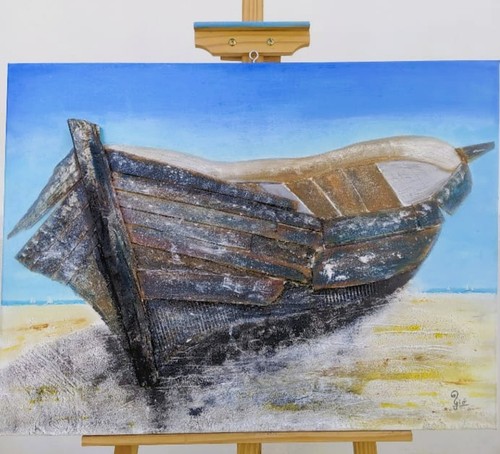 Quadro rudere barca in - ", di