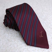 Cravatta GIVENCHY Gentleman Paris seta rosso blu oro STRISCE DIAGONALI firmata 58" x 3"