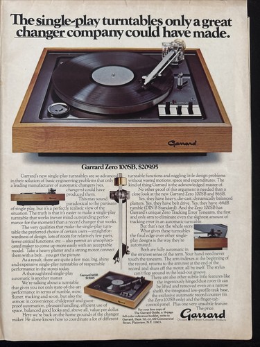 Pubblicità giradischi garrard - pubblicità,