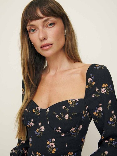 Mini abito donna nero floreale