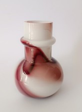 ♥ VASO DESIGN CARLO MORETTI IN VETRO DI MURANO BIANCO VIOLA VINTAGE VENEZIA