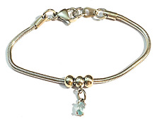 Bracciale snake donna in acciaio con ciondolo acquamarina argento 925 Swarovski