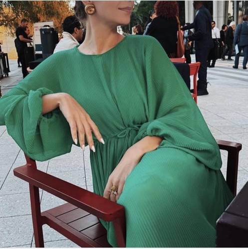 Abito plissettato verde zara - abito,