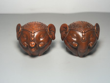 Antica Collezione Elefante Pioppo Legno Scultura Oggetto Decorazione:福禄双全