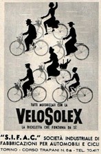 PUBBLICITA' 1951 VELOSOLEX SOLEX MOTO MOTORINO BICICLETTA A MOTORE SIFAC TORINO