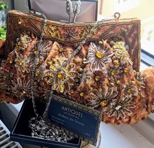 meravigliosa borsa da sera vecchia BORSA con paillettes e perle dall'Inghilterra