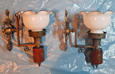 coppia eleganti antiche appliques impero anni 30 bronzo legno opaline x ingresso