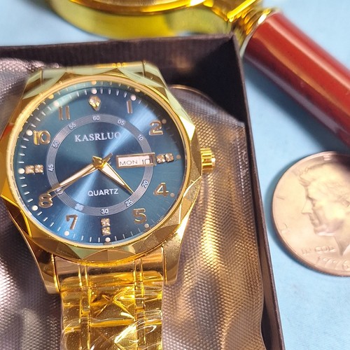 Kasrluo mens gold tone blue - kasrluo,