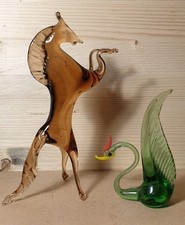 LOTTO VINTAGE Di 2 Sculture In Vetro Soggetto Animali