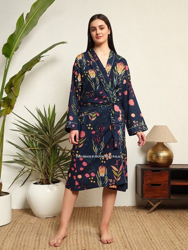 Indiano cotone blu - cotone, vestaglia