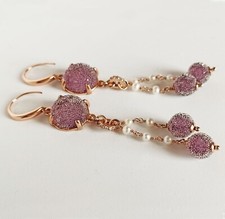 Orecchini Stroili oro argento rosè 925 con sfere glicine effetto ghiaccio