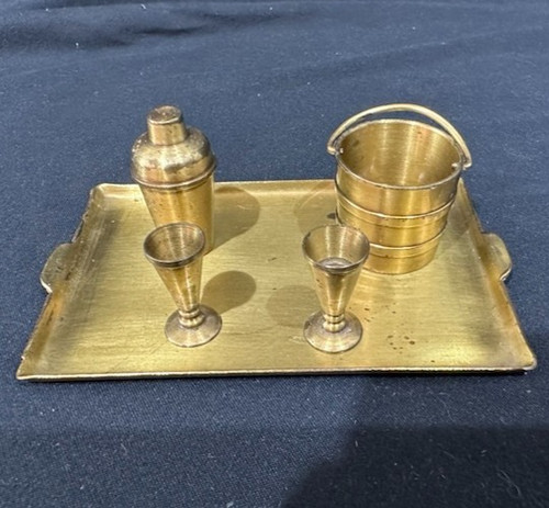 Vintage mini brass bar serving - vintage,