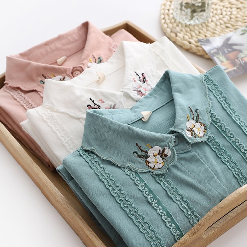 Camicia cotone fiori - fiori, con