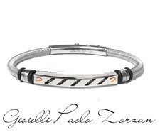 Bracciale Borsari Gioielli in acciaio 316L con inserto in oro rosè 18KT BR-AUD01