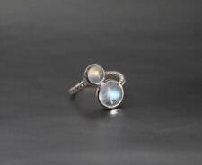 Naturale Pietra Lunare Arcobaleno Anello, Promessa 925 Anello Argento Sterling,