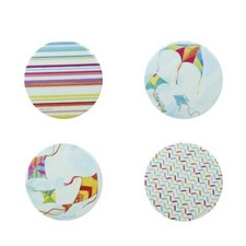 Set 4 Sotto Bicchieri Pentole BRANDANI Aquiloni in Ceramica e Sughero 11 cm