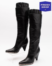 RRP€1192 SERGIO ROSSI Stivali al ginocchio in pelle US5 UK2 EU35 neri Made in Italy