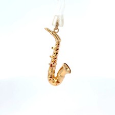 14k Yellow Gold Saxophone Charm Necklace Pendant ~ 3.4g