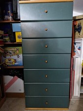 MOBILE CASSETTIERA 7 CASSETTI NOCE E VERDE SCURO LUCIDO USATO OTTIME CONDIZIONI