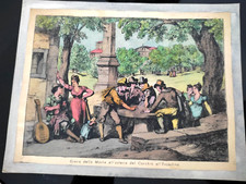 BARTOLOMEO PINELLI GIOCO DELLA MORRA COLORATA A MANO  STAMPA ANTICA