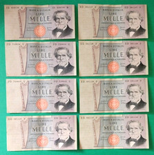 8 Banconote Lire Mille 1000 Giuseppe Verdi DM Febbraio '69 Eccellenti Condizioni