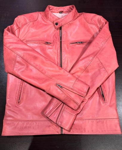 Men genuine leather biker - leather,