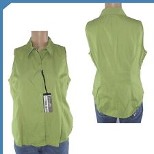 Zara Camicia Blusa Da Donna M L Medium Large Verde Cotone Senza Maniche Regular